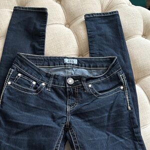 Daytrip Dark Indigo Skinny Jeans with Cream Stitching